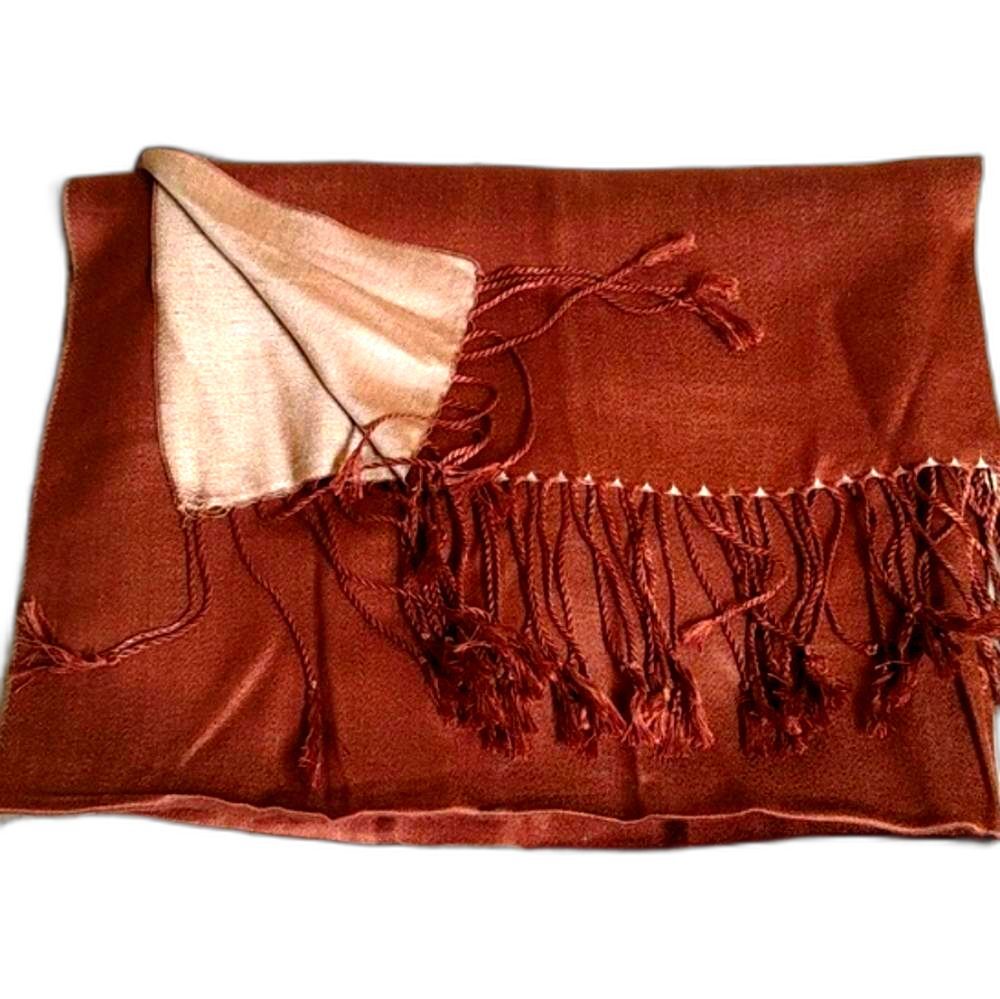 Large Silk Rectangular Scarf Mocca and Latte Colored Simply by Jen Groove